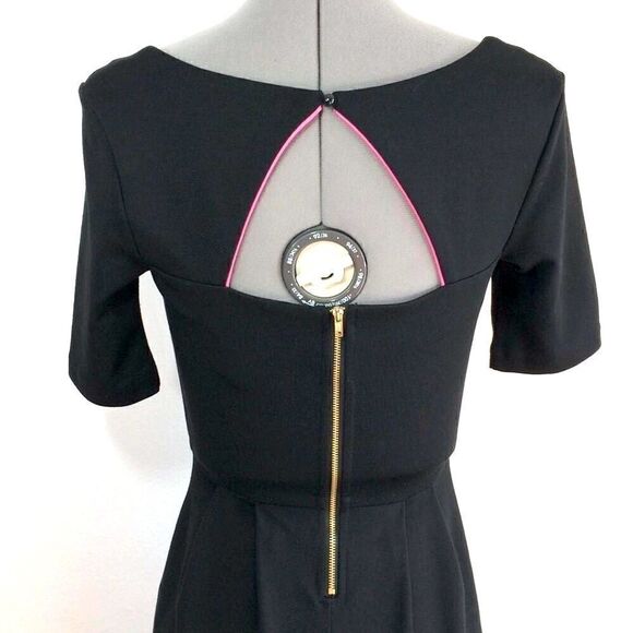 Candies Black A Line Cutout Jersey Stretch Mini Dress with pink edging - Picture 5 of 8